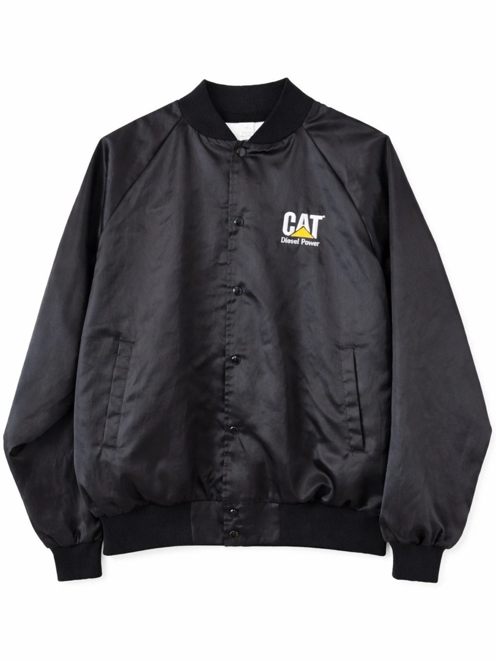 VINTAGE Caterpillar CAT Diesel Power Men’s Satin Bomber Jacket – Black – Size XL